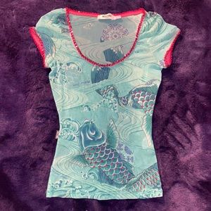 Moschino Japanese coi fish mesh top